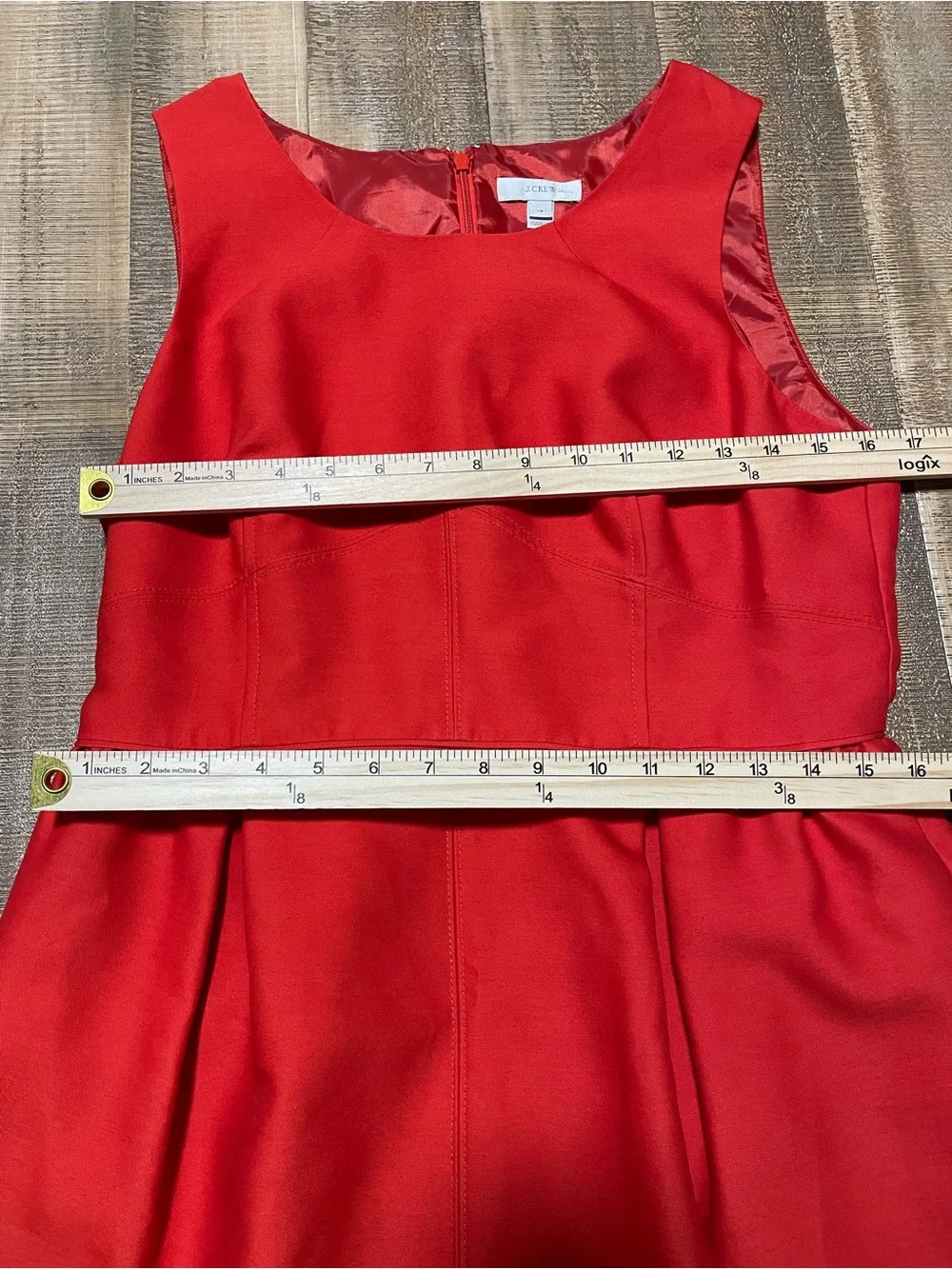 J. Crew Red Sleeveless Fit-and-Flare wool silk blend Dress NEW